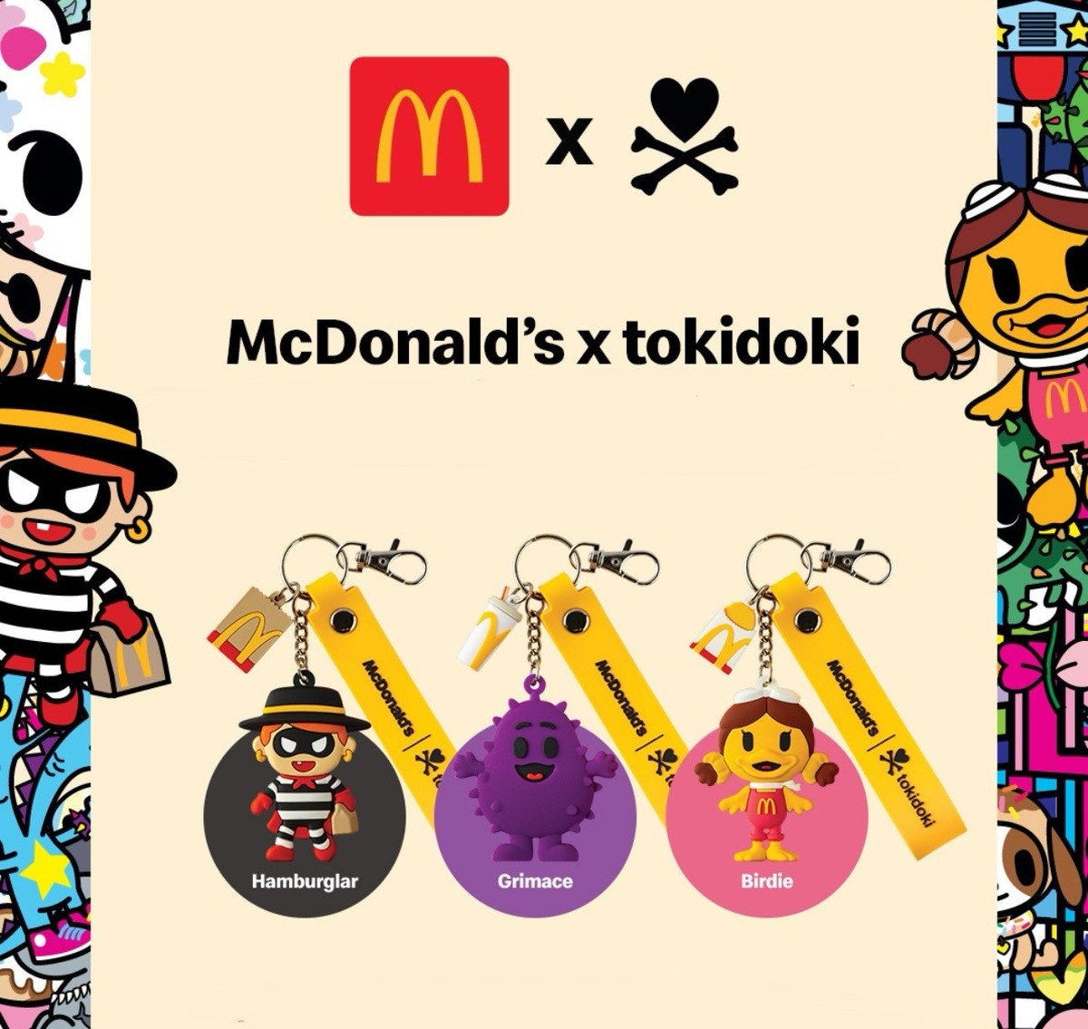 McDonald's Singapore X tokidoki Charm Keychain Set Of 3 Pcs