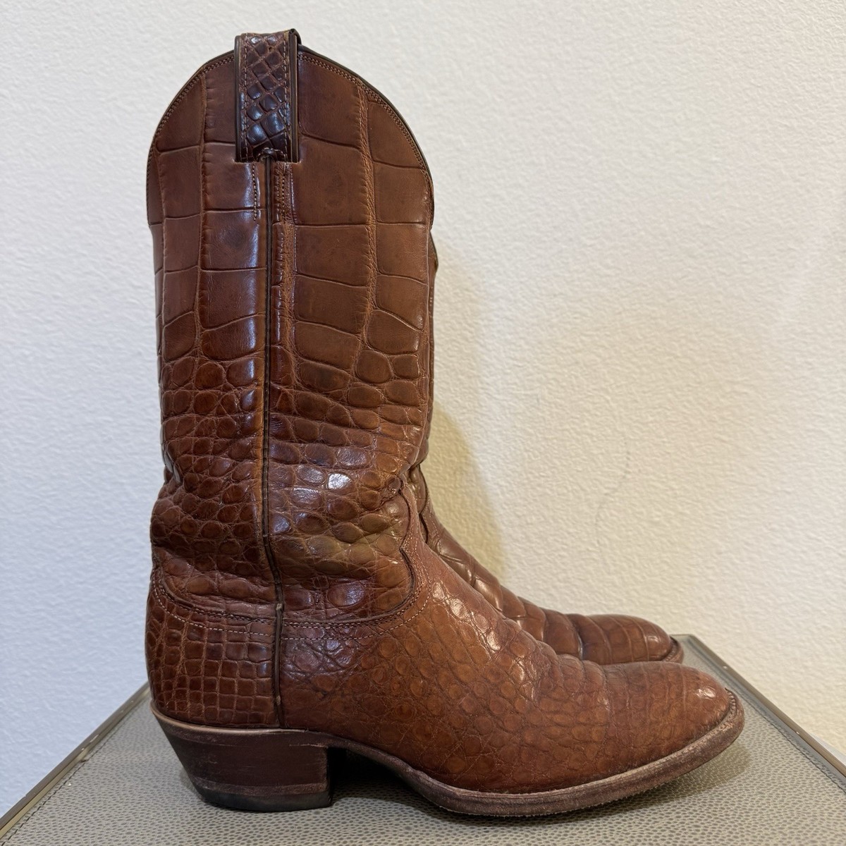 Vintage Justin 9700 Exotic Men's 9.5D Brown Full Alligator Cowboy