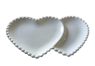 Teller 2 Herzen Porzellan weiß 30,5 x 18,5 cm Tognana Porzellan