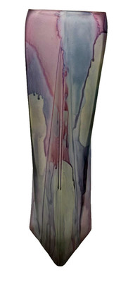 Vintage Rueven Nouveau Triangle Art Glass Vase Hand Painted Frost Stain