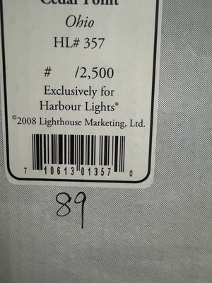 HARBOUR LIGHTS CEDAR POINT, OHIO # HL 357 low number 89 of approx 2500 produced