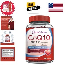 Non-GMO CoQ10 200mg with Olive Oil for Heart Health - 240 Softgels USA Made