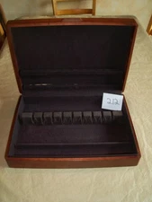 VTG WOOD SILVERPLATE STERLING SILVER FLATWARE HOLDER STORAGE BOX CHEST CASE 212