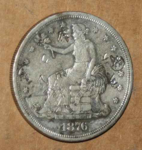 1876-S $1 TRADE SILVER ONE DOLLAR w/ CHOP MARKS