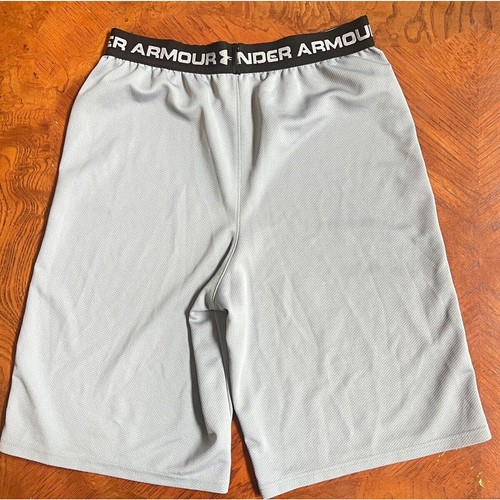 UNDER ARMOUR Loose Heatgear Boys Youth YLG Gray Elastic Waist Athletic Shorts - Picture 2 of 5