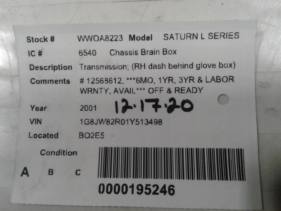 Módulo de control de transmisión usado se adapta a: transmisión Saturn Saturn serie L 2001 Foto 3 de 4