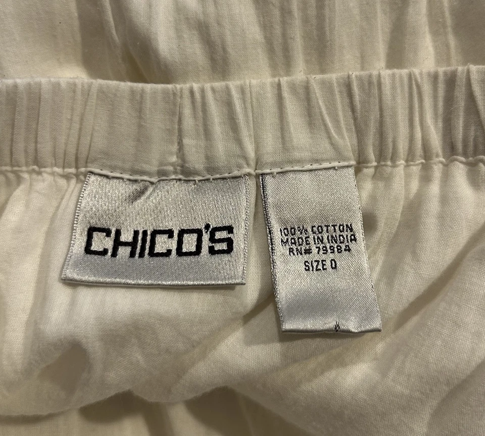 Chico’s Women’s White Lace Tiered Maxi Boho Peasant Skirt Ruffle Crochet Size 0 - Image 4 of 4