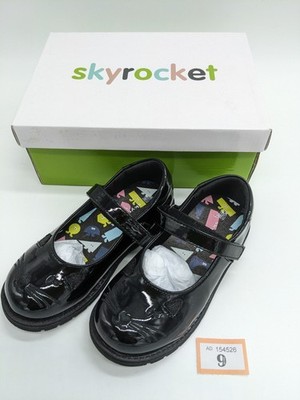Happy Bee Kinder schwarz Schule Lack Schuhe Größe 10 Junior einfacher Verschluss Mädchen Katze