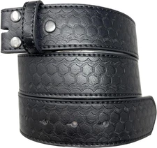 Leather Belt Strap with Dragon Scale Embossed Pattern 1.5" Wide with Snaps