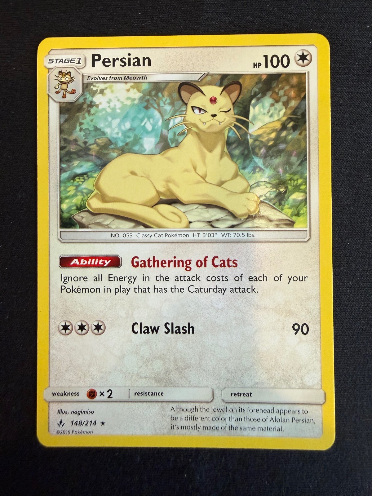 Persian 148/214 Rare Unbroken Bonds Pokemon Near Mint
