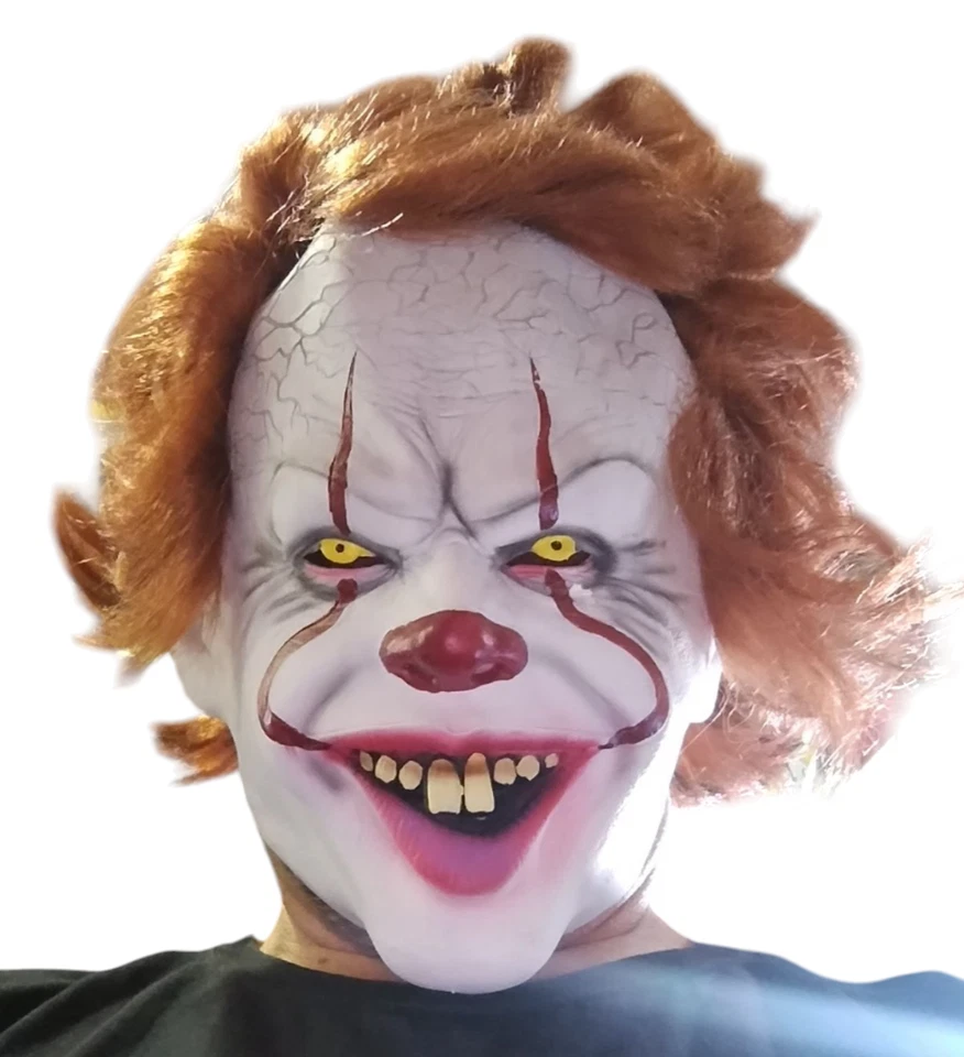CARNEVALE HALLOWEEN MASCHERA LATTICE PENNYWISE I T LATEX MASK CLOWN DIABOLICO - Immagine 2 di 2