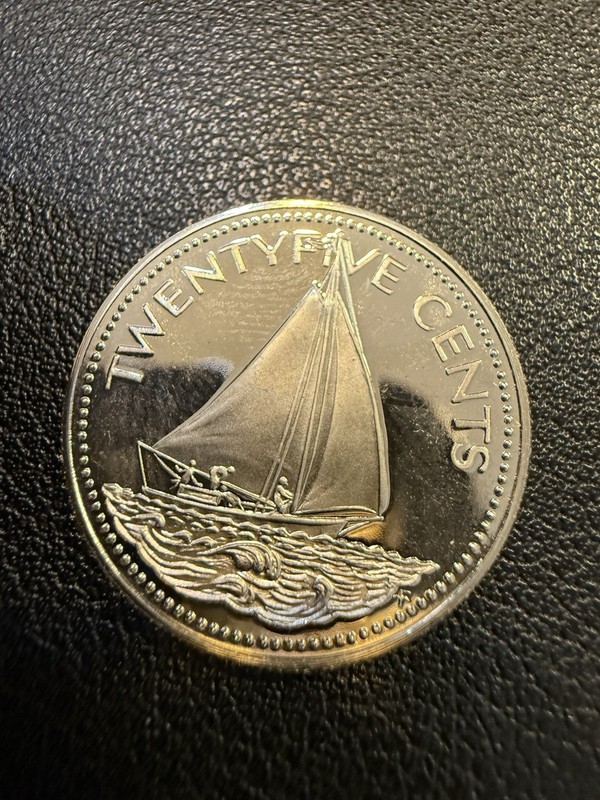 Bahamas 25 Cents 1975 Nickel - J29805