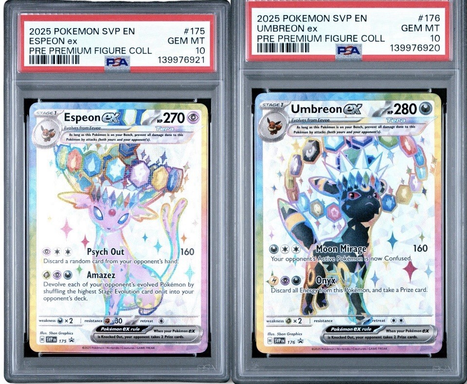 PSA 10 Espeon EX #175 & Umbreon EX #176 Prismatic Evolutions Sequential Certs