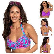 Pour Moi Ocean Breeze Bikini Top Halterneck Padded Womens Wired Swimwear 31501