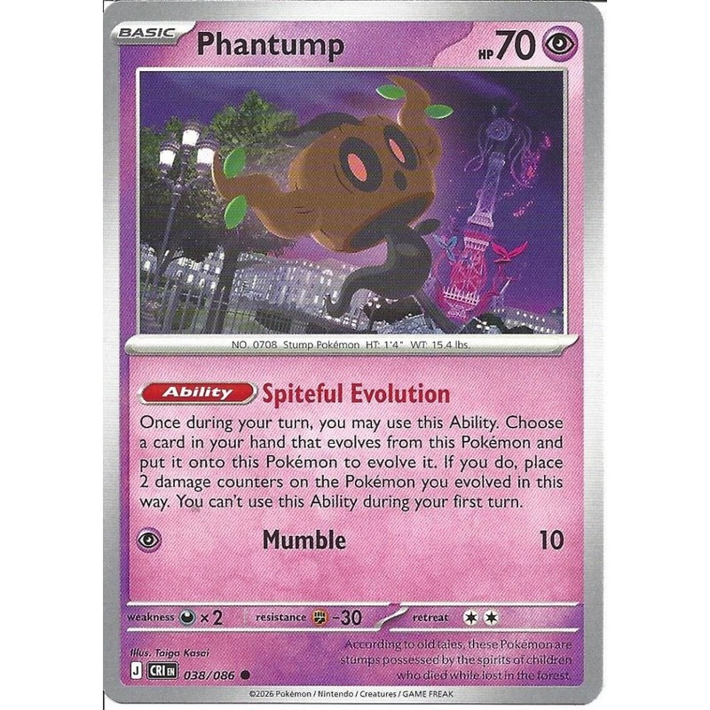 038/086 Phantump : Common Card : Chaos Rising : Pokemon Trading Card Game