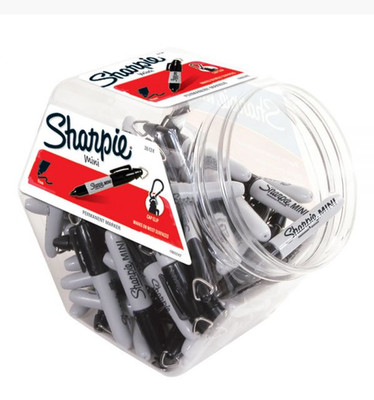 68ct  Sharpie Permanent Mini Markers, Fine Point, Black, Cap clip 35124