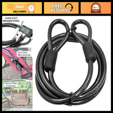 Heavy-Duty 12mm Security Cable - Vinyl Coated Braided Steel, Sealed Loops, 7FT