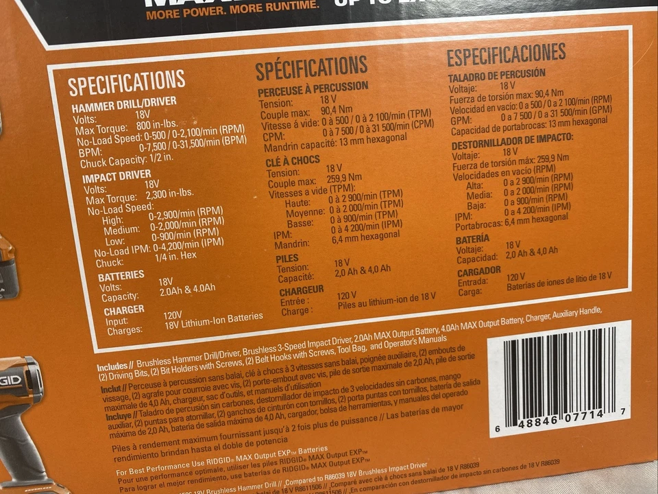 RIDGID 18V Brushless Hammer Drill and 3-Speed Impact Driver Kit (R9208) - Image 3 of 3