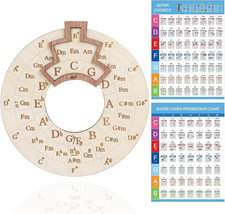 Round Melody Chord Tool with Guitar Chord Chart, 6.3 Inches Circle of Fifths Whe