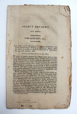 1812 Sixth Report of Directors of the African Institution regarding Slave Trade