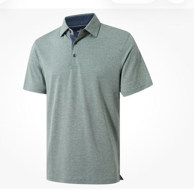 NWT VEBOON Men Polo Short Sleeve Performance Business Casual Frost Green Large