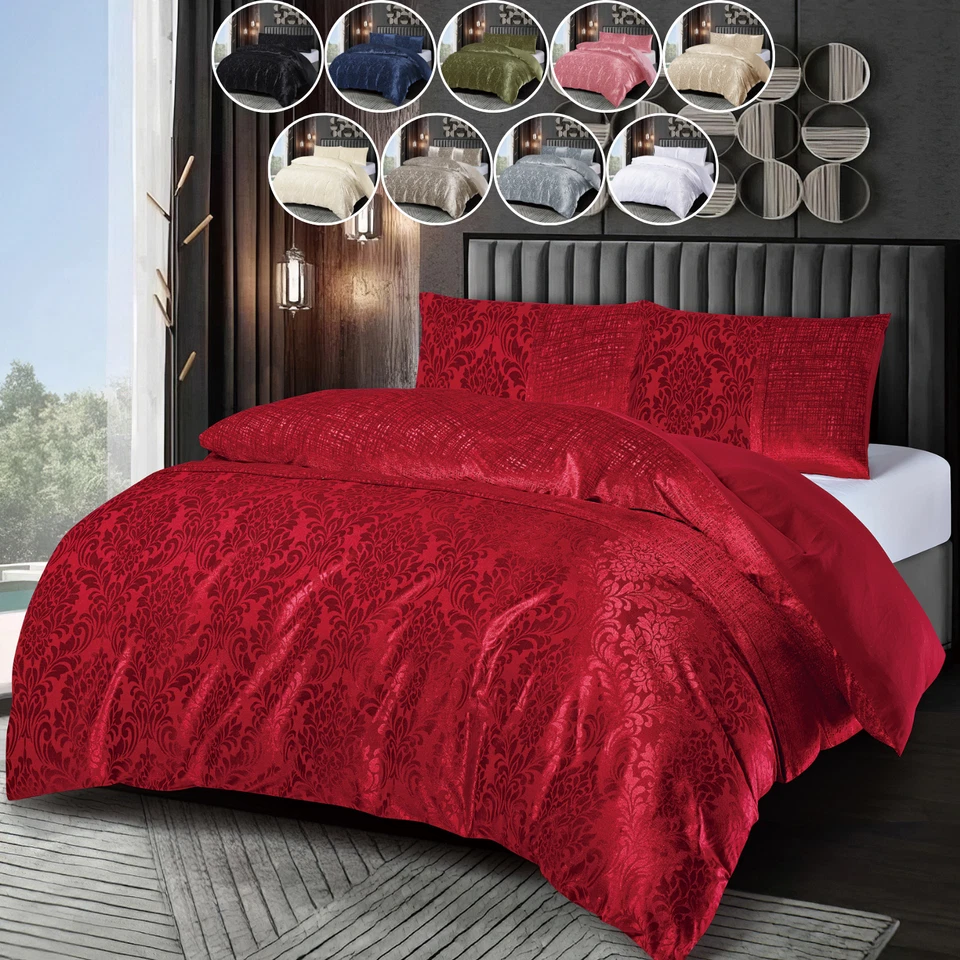 FK STYLE 3 Piece Duvet Cover Velvet Jacquard Bed Set Quilt Covers Double Super King Size