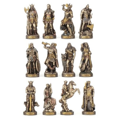 Veronese Design Norse Mythology Miniatur Statue Set - 12 Wikinger Götter Figuren