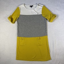 Tommy Hilfiger Girls XL 16 Colorblock Stripe Dress Yellow Gray White
