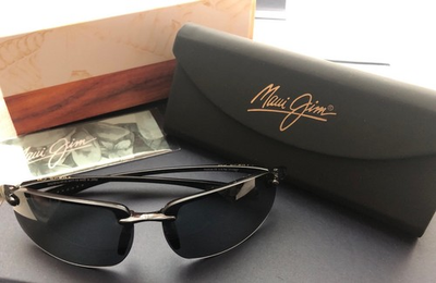 #ad Maui Jim Sport Sunglasses 407 02 Ho#x27;Okipa Black Wrap Frames with Black Lenses $108.00
