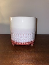 Ceramic Plant Pot Planter Red / Pink Ombre Geometric Glazed 14cm Tall