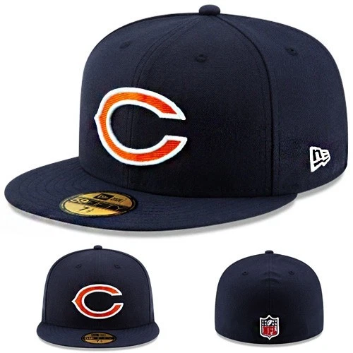 New Era Chicago Bears Official Navy Fitted Hat NFL On Field Classic Game Cap