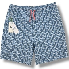 Southern Tide Skipping Jacks Fish Print Swim Trunks Shorts Boys Sz XL 16 Blue