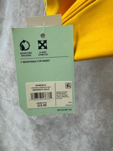 Sujetador deportivo DSG talla pequeña ajuste de compresión dorado universitario - Imagen 3 de 3