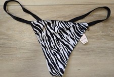 NWT Vintage Victoria's Secret Zebra Silky Smooth V-String Charm Panties O/S