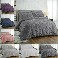 100% Cotton Pintuck Duvet Set Single Double King Super King Bedding Quilt Cover
