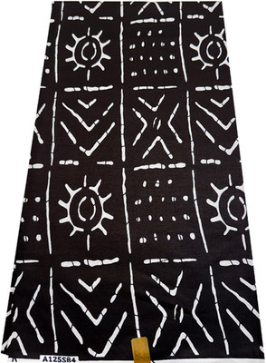 African Super Quality Wax Prints Sell by 6 Yards Mudcloth Design-Black and White
