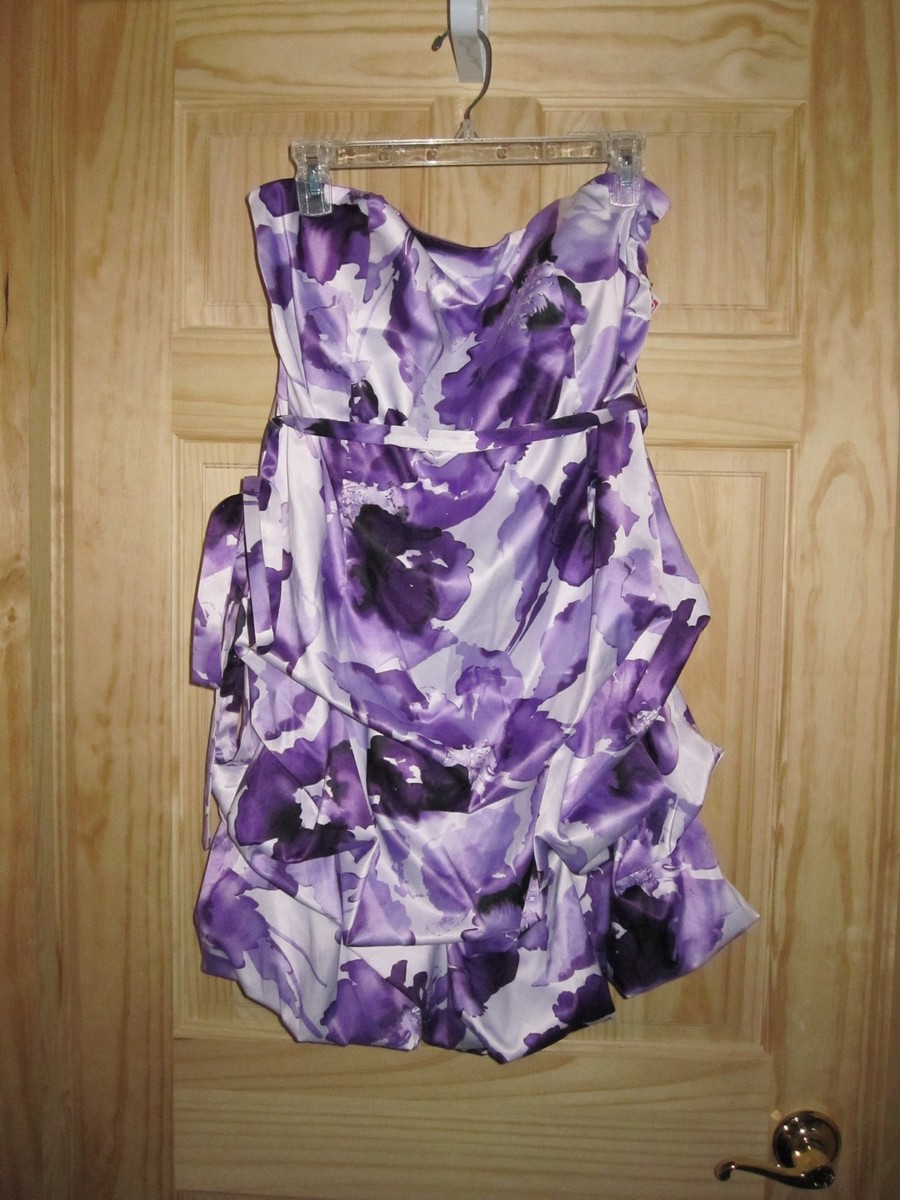 NEW Stunning Purple Floral SNAP Short Mini Dress Plus size 16W Club/Party  Sexy!! | eBay