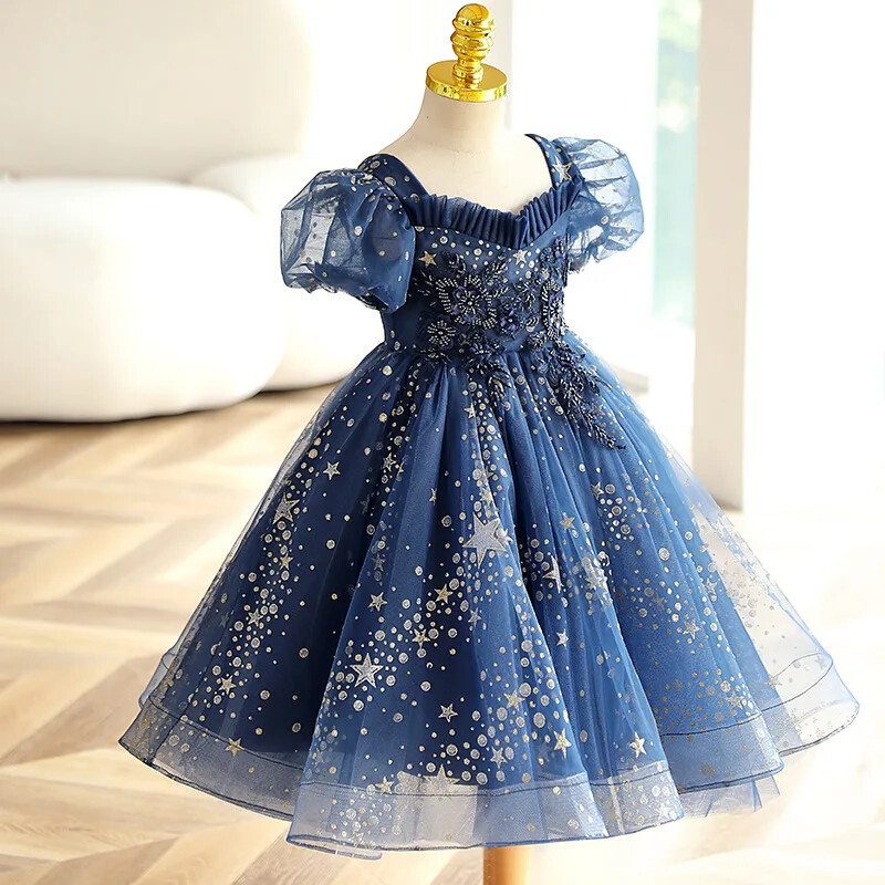 Girls Sequined Dress Girl Lace Ball Gowns Birthday Party Pageant Formal