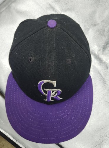 Vintage Colorado Rockies New Era On Field Fitted Hat Size 6 7/8 Black Purple 59f - Picture 5 of 7