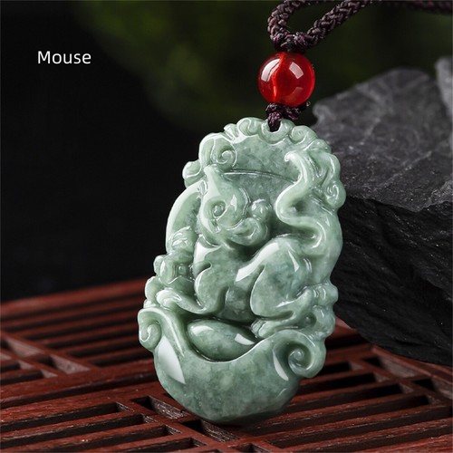 1pcs Natural Jade Pendant A Grade Twelve of Zodiac Bean Green Jadeite Necklace - Picture 20 of 31