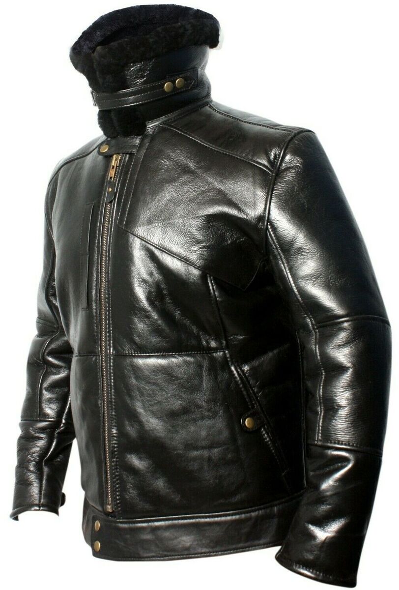 German Luftwaffe KANALJACKE Black Bomber Shearling Sheepskin German Luftwaffe KANALJACKE Black Bomber Shearling Sheepskin
