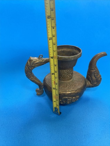 Tibetan Very Ornate Tea Pot Brass Copper Detailed - Picture 7 of 7