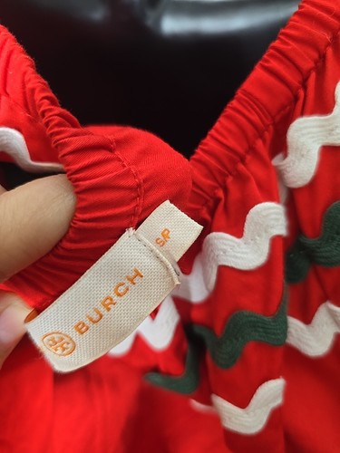 Tory Burch Embroidered Peasant Maxi Dress Red Ruffle Bottom Puff Sleeve Size S - Picture 8 of 10