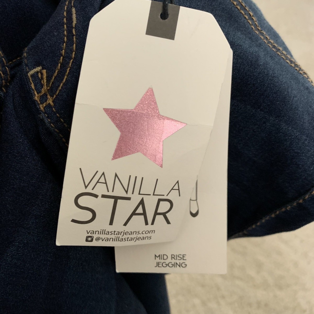 Vanilla Star Jeans Juniors Mid Rise Jegging Dark Wash Boho 28 Inseam NEW