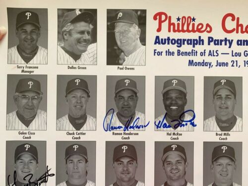 1999 PHILLIES ALS AUTOGRAPH Party & auction signed POSTER 8 signatures HAL MCRAE - Picture 3 of 6