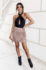 NEW SPICE UP YOUR LIFE CROSS FRONT HALTER BLACK BODYSUIT FINAL SALE