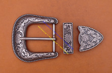 Quality Western Floral Engraved Antique Belt Buckle Set Fits 1 1/2"Wide Straps