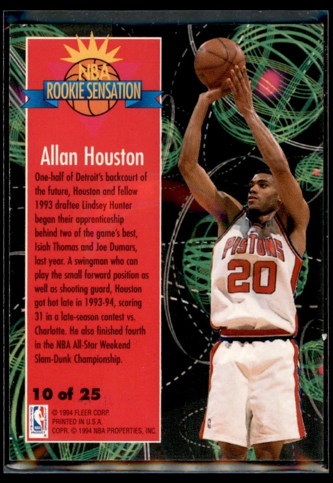 1994-95 Fleer Rookie Sensations Allan Houston Detroit Pistons #10 - Image 2 of 2