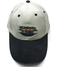 ST Thomas Baseball Cap Beige Black Embroidered Palm Trees Beach Virgin Islands