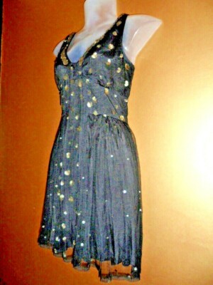Kate Moss Topshop Gold Sequin Tulle Spot Dress Size 8 | eBay